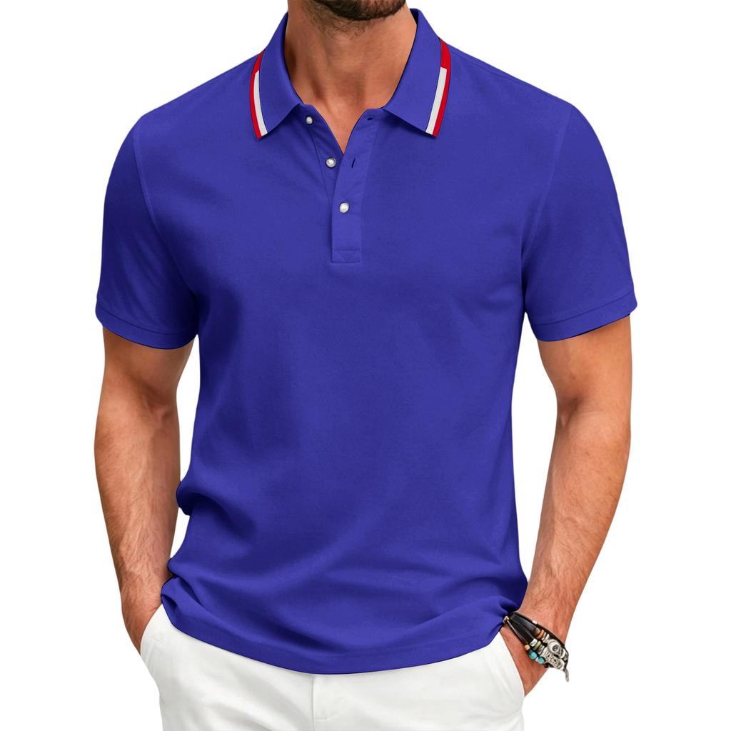 Men's Short Sleeve Polo Shirt Breathable Quick Dry Sports Casual Collared Polo Shirt for Summer Outdoor Activities