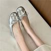 2025 Spring and Autumn New Fashion Versatile Round Head Shallow Mouth Single Shoes Women's Summer Comfortable Versatile Flat-bottomed Small Silver