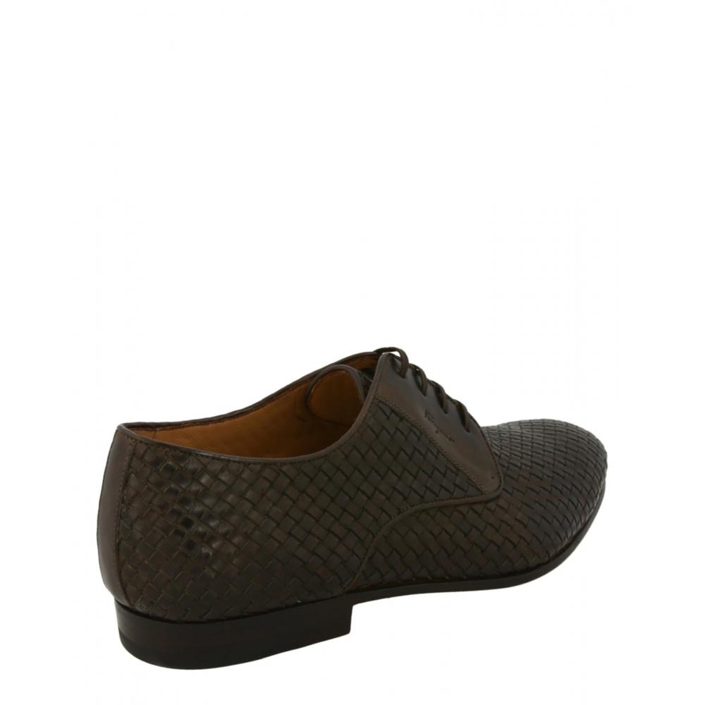 Salvatore Ferragamo Cooper Woven Leather Dress Shoes Light Brown
