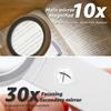 10X 25X/30X Foldable Hand/Standing Magnifier Dimmable 3 Color LED Portable Magnifying Glass for Reading Repairing Sewing Drawing