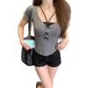 Pure Desire Fake Two Pieces Lace Lace Bow Short-sleeved T-shirt Women's Summer New Sweet Spice Girl Slim Niche Top