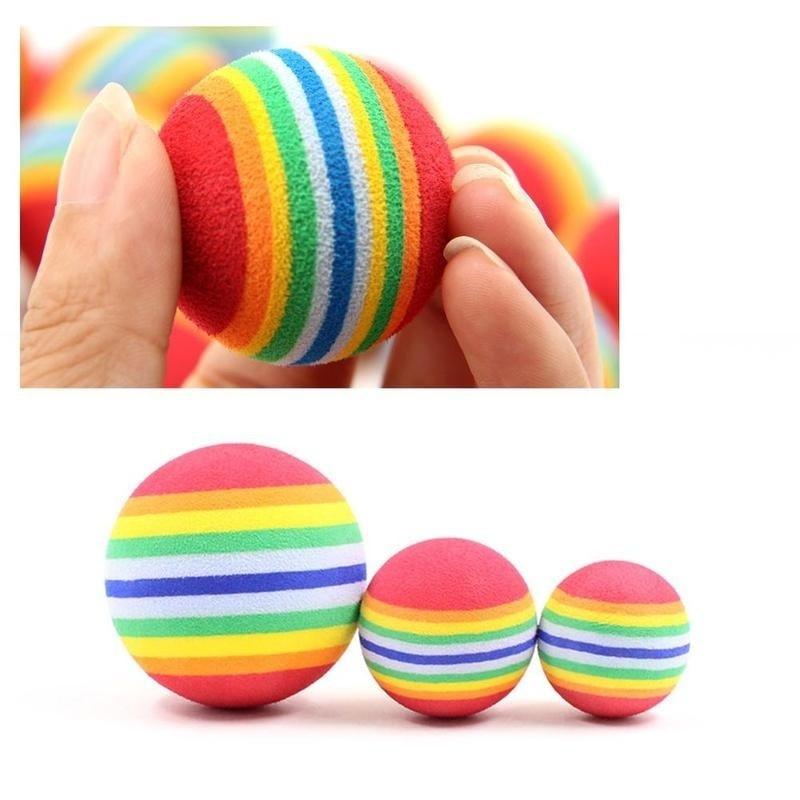 3 Stück /Set Bunte Haustier Katze Kätzchen Weicher Schaumstoff Regenbogen Spielbälle Lustige Aktivitätsspielzeuge