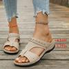 25 Slope Heel Large Size Flat Bottom Slippers Women'S Fashion European And American Personality Roman Style Slippers