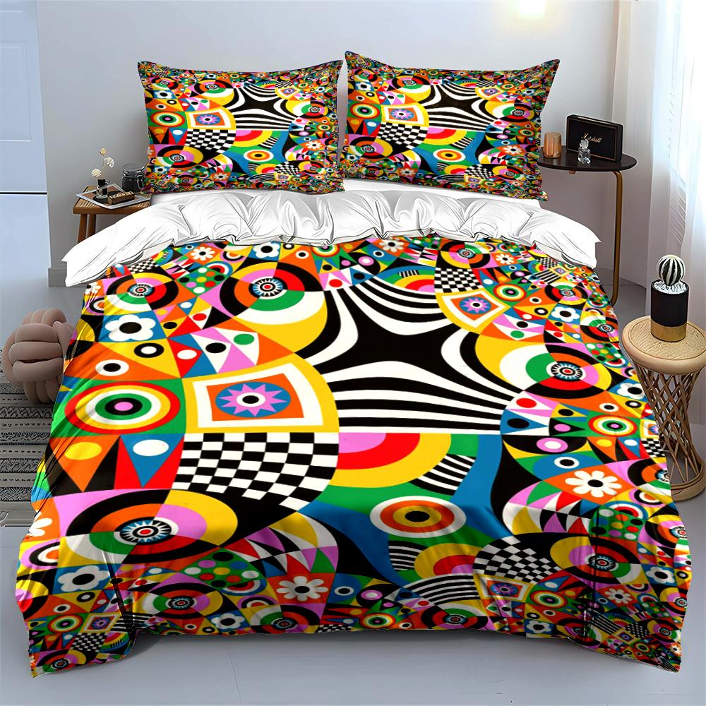 Colorful Geometric Abstract Bedding Set Bedding Set (1 Duvet Cover, 2 Pillowcases, Duvet Not Included)