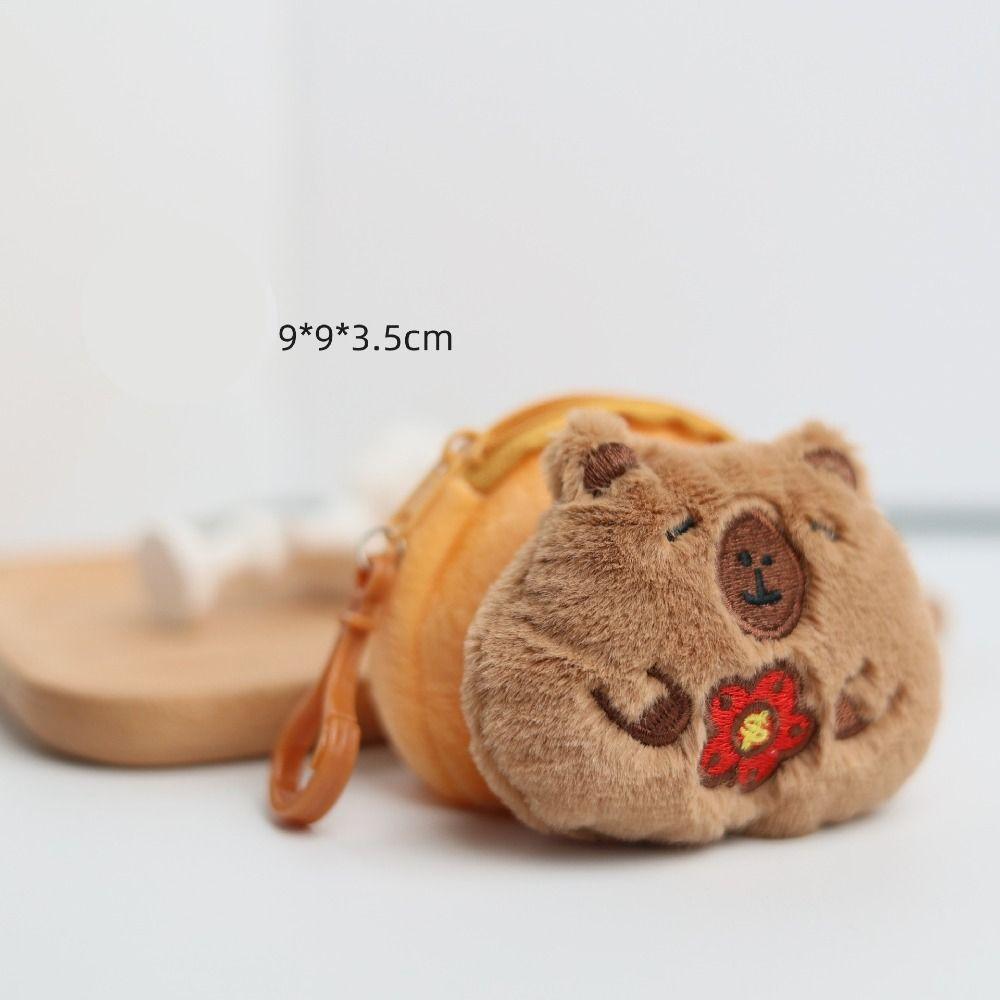 New Creative Capybara Anime Plush Coin Purse Kawaii Cartoon Bags Pendant Round Funny Lovely Headphone Bag