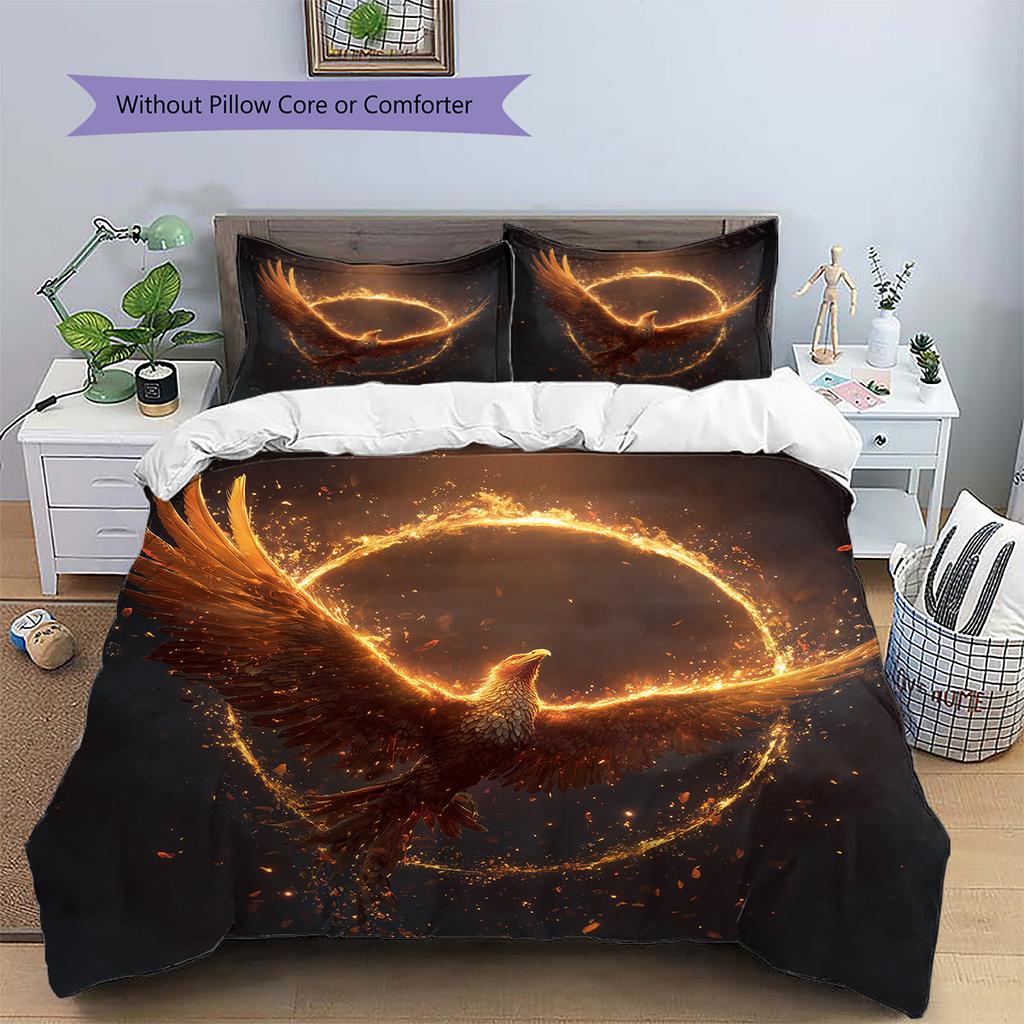 Flame Phoenix  Pattern Bedding Quilt Set Quilt Cover Pillowcase Home Decoration  Gift (1 * duvet cover + 2 * pillowcase, without core)