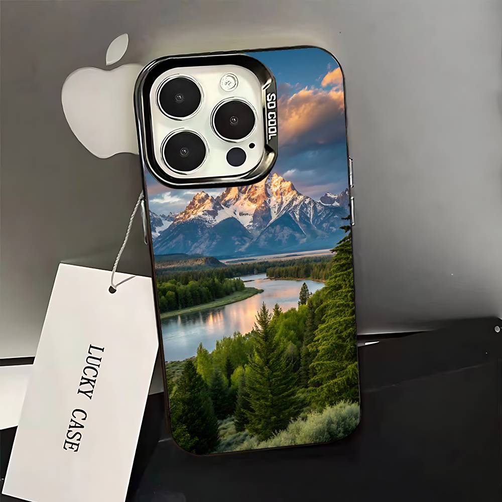 Mountains landscape Travel Phone Case For iPhone 16,15,14,13,12,11,Pro,XS,Max,Plus,Mini,SE Black Candy Matte Shockproof Cover