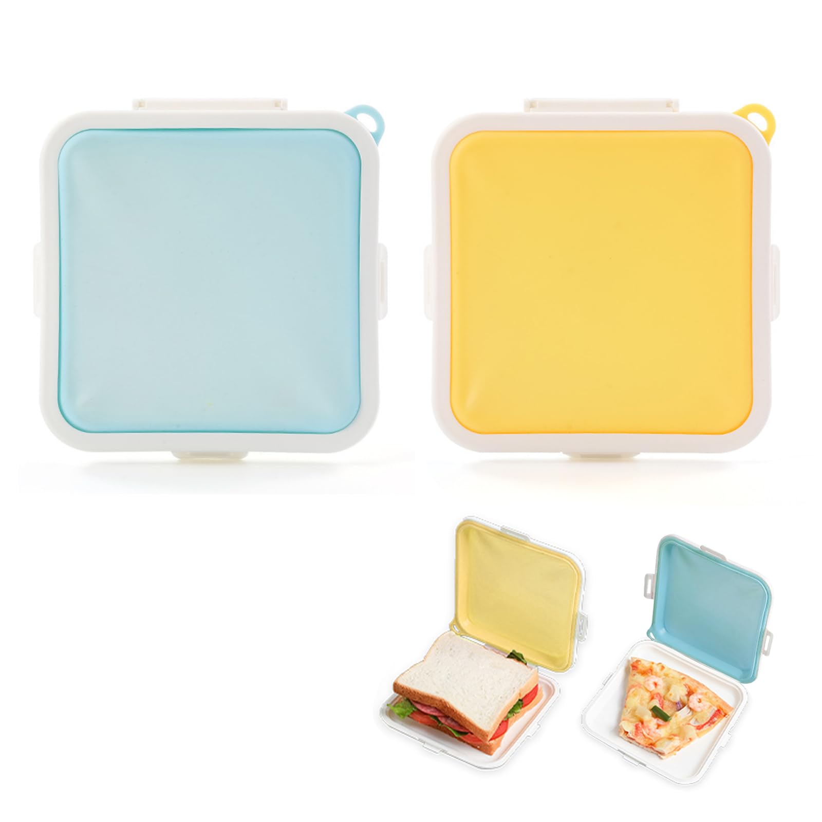 

kasanidika Портативный контейнер для сэндвичей Идеальный ланч-бокс для обеда Ланч Многоразовое хранение продуктов Не сохраняет продукты для школы (2 куска) Сэндвичи, Коробки,