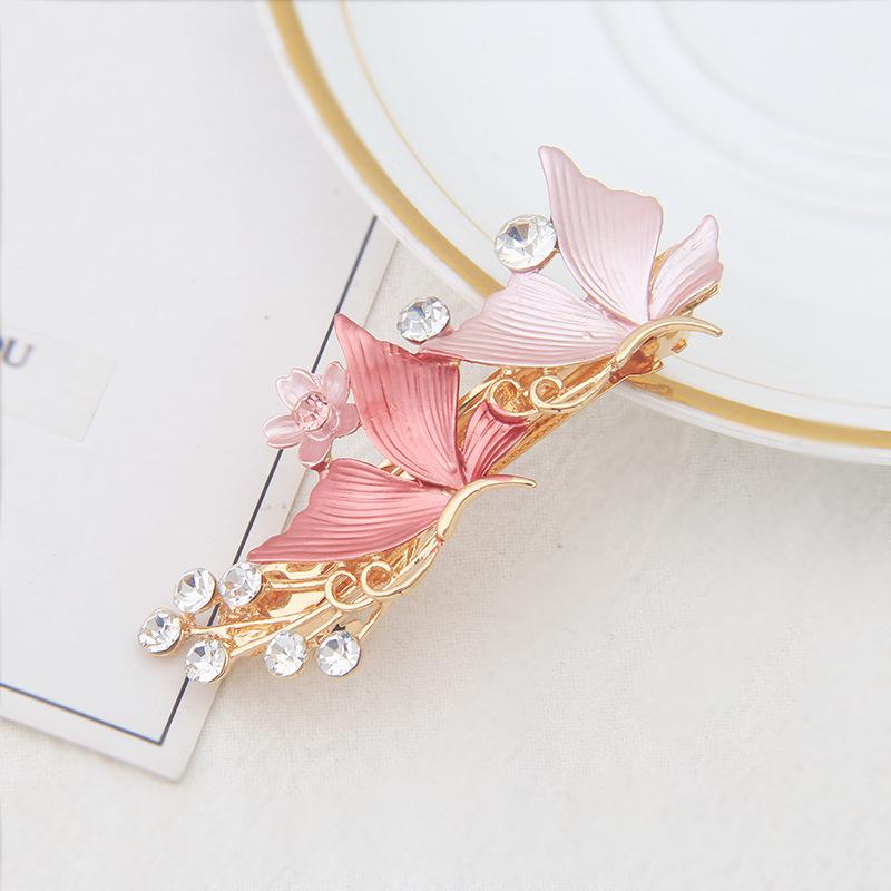 Flower Hairpin Women'S Back Of The Head Zinc Alloy Diamond Paint Hollow Butterfly Spring Clip Autumn And Winter Hairpin Hair Accessories
