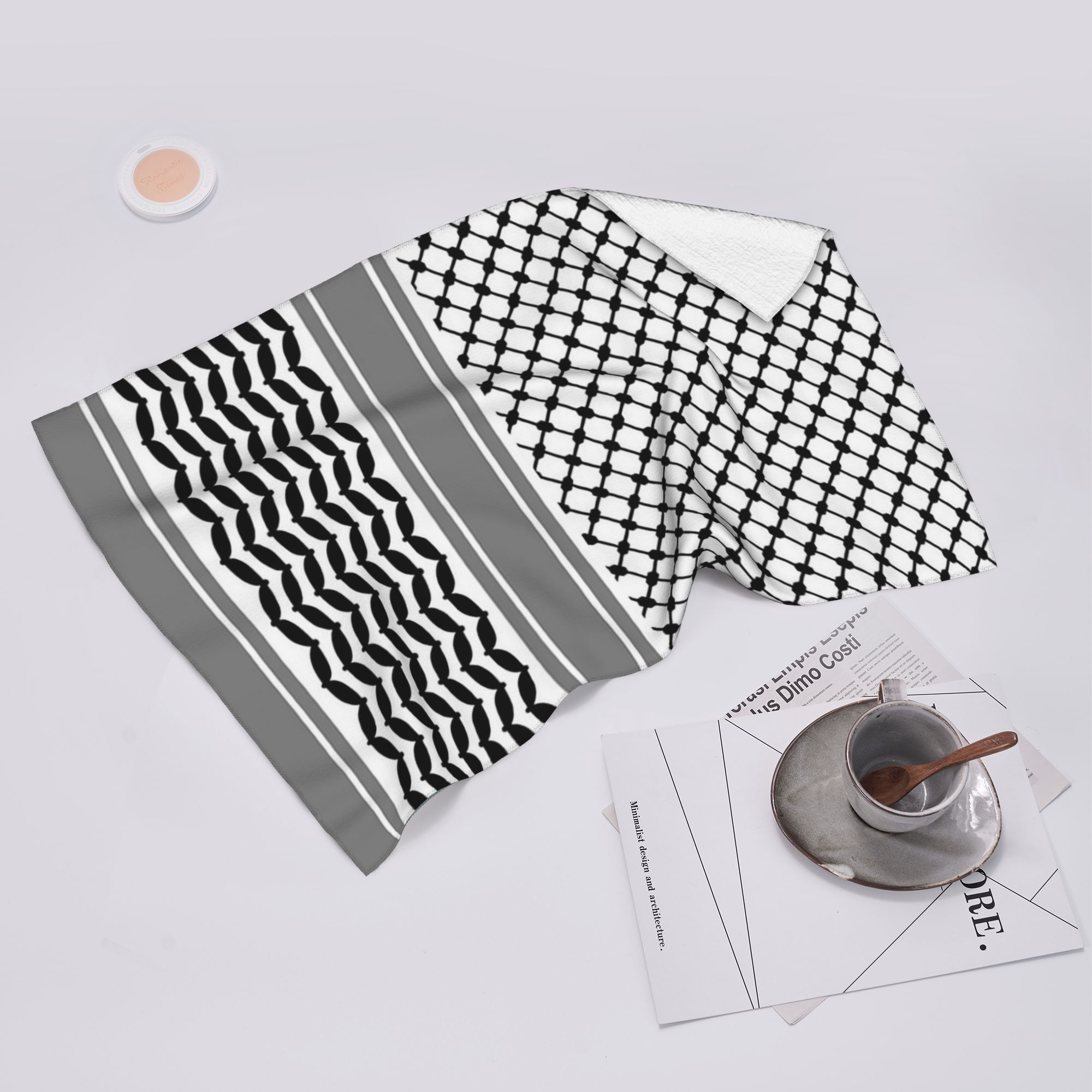 Creative Man White Palestinian Keffiyeh Soft Face Towel Quick Dry Pool Bath Cotton Towels Absorbent