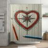 Nautical Decor Shower Curtain Set Waterproof Bathrooms Modern Compass Print Blue Orange Pencil White Bathtub Liner Home Decor