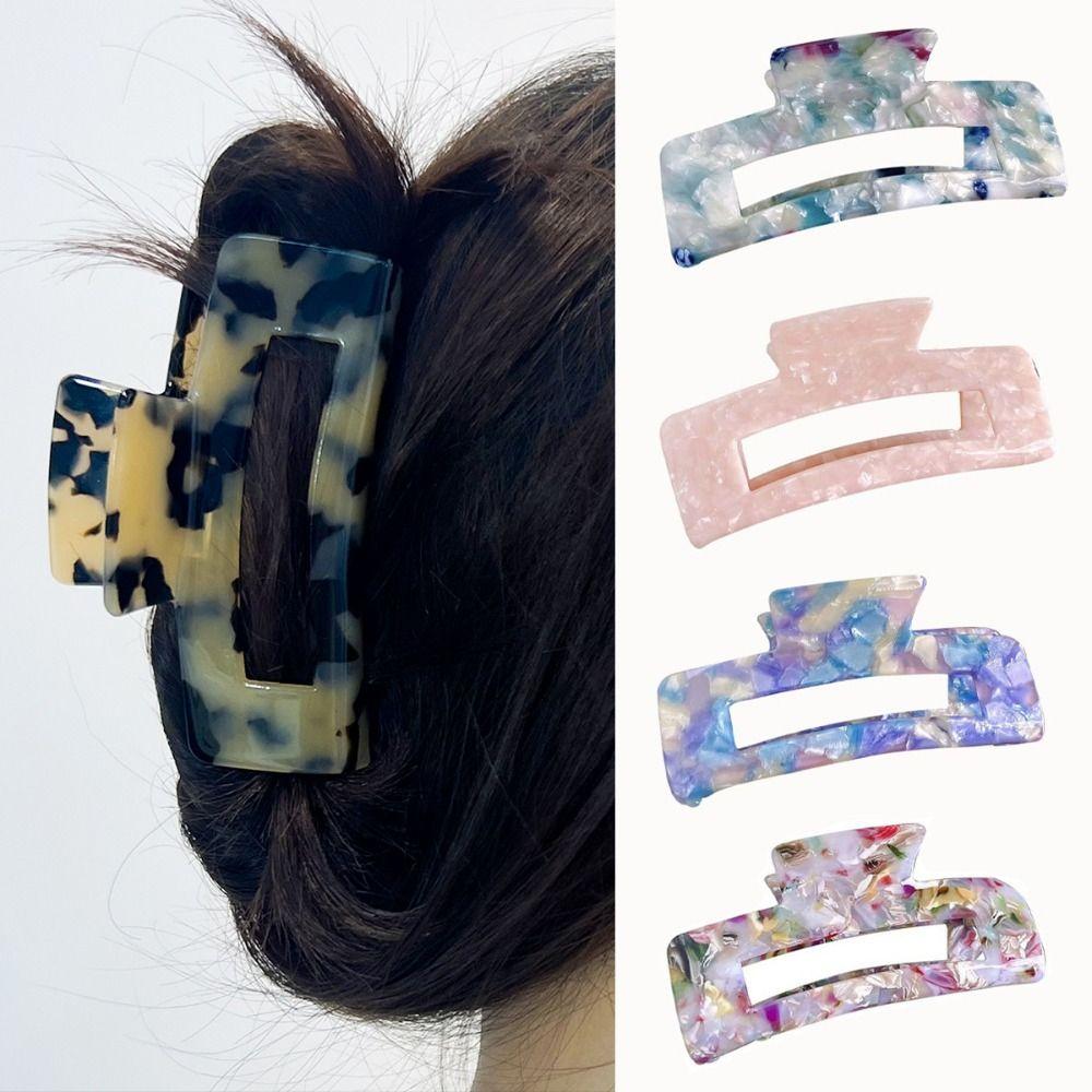 French Style Acetic Acid Hair Clip Colorful Shark Clip Rectangular Hollow Hair Claw Female