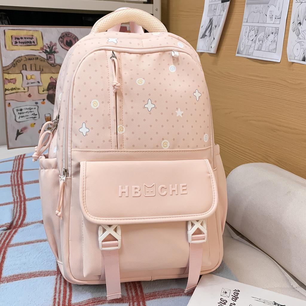 Schoolbag Sweet College Style School Bag Female High Value Korean ins Pink Tender Primary and Secondary School Students Grades 1-1 Lightweight 