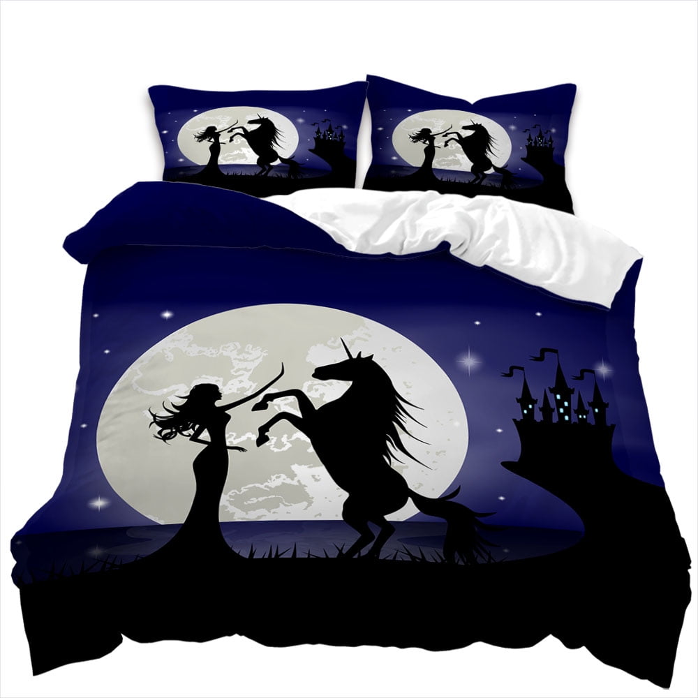 Home Textiles Unicorn Printed Bedspreads Soft Duvet Cover Set Girl Boy Adult People High End Beding Set,Quen Sized Dimensions Warm Soft plus Breathabl