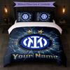 Set Biancheria da Letto Personalizzato Inter Milan con Nome Testo 1 Copripiumino+2 Federe Logo Calcio Regalo Personalizzato per Occasione Speciale Arredamento Camera da Letto