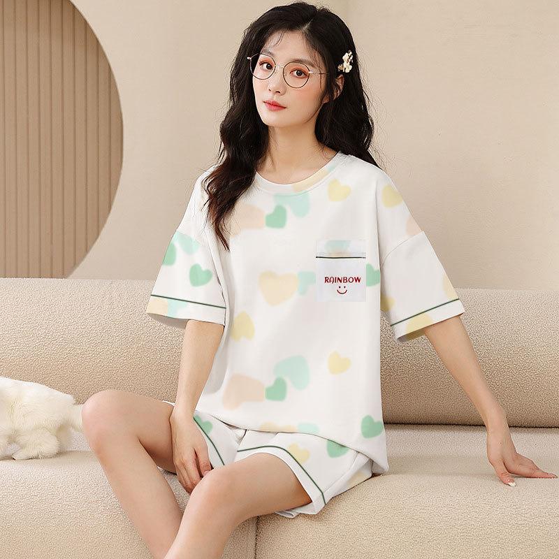 Summer new pajamas women's cotton Korean high-end loungewear women's large size can be worn outside casual loungewear set