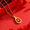 Gold shop prayer, diamond-encrusted smart gourd pendant, necklace, ancient sand gold item jewelry