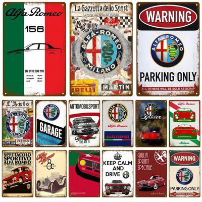 Alfa Bar Targa in metallo retrò Targa in metallo appesa Decorazione della parete di casa Piatti decorativi Poster sulla parete Decorazione del soggiorno di lusso