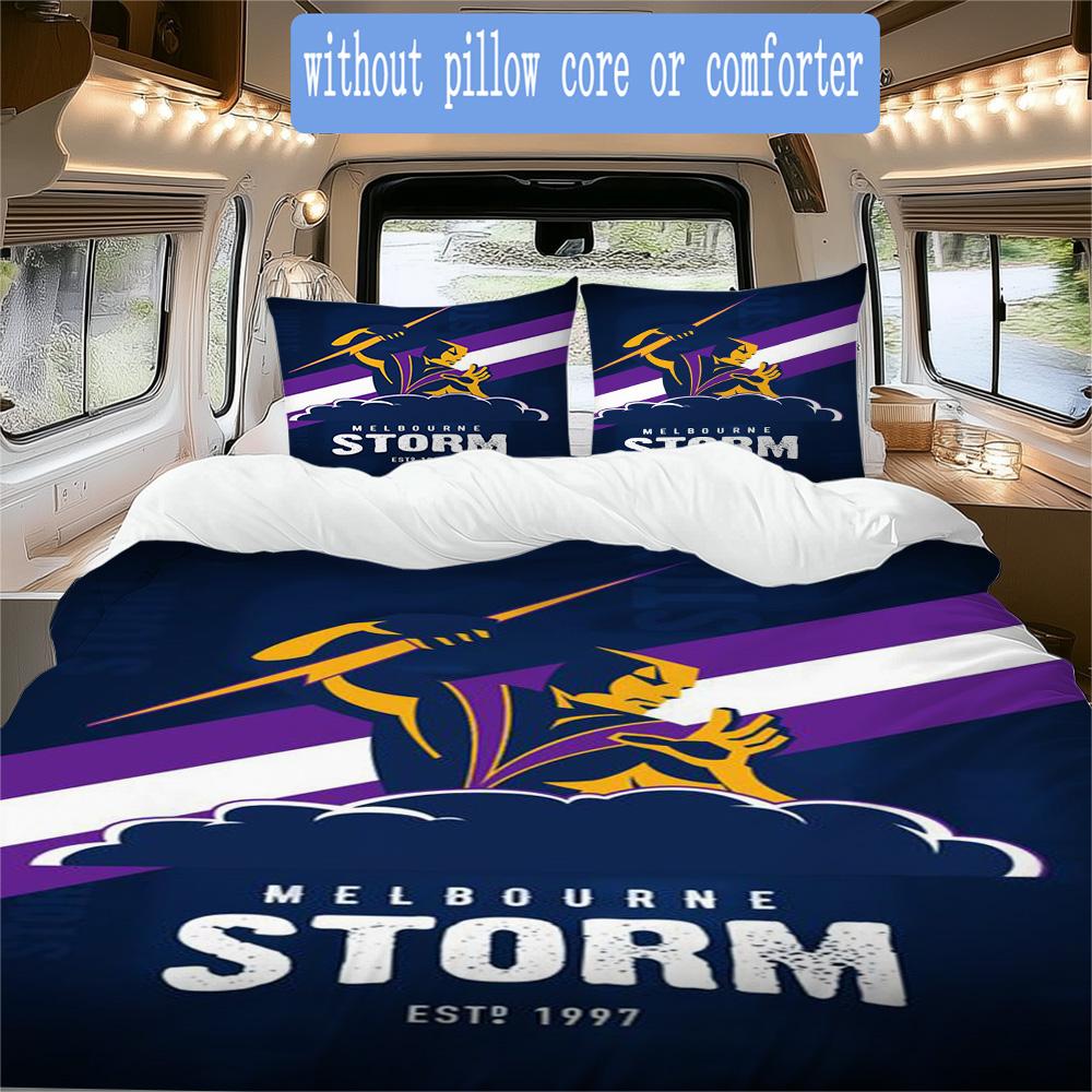 Melbourne Storm Print Pattern Bedding,Quilt Set Quilt Cover Pillowcase Home Birthday Gift (1*duvet Cover+2*pillowcase,without core)ZSJT0917326