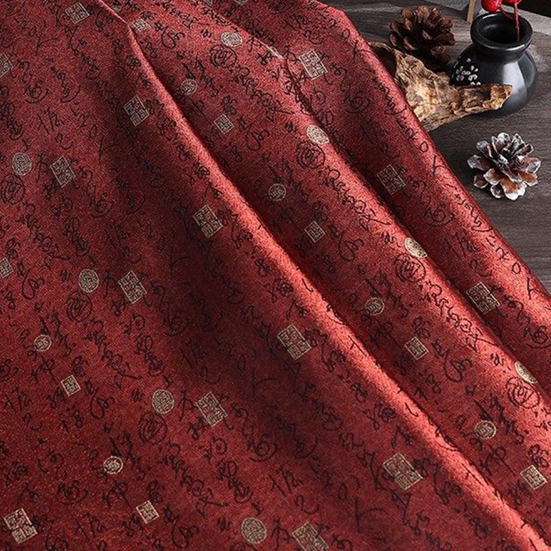 1M Premium Brocade Satin Fabric Chinese Style Calligraphy Design Jacquard Satin Cloth Evening Dress Decorative Background Fabric
