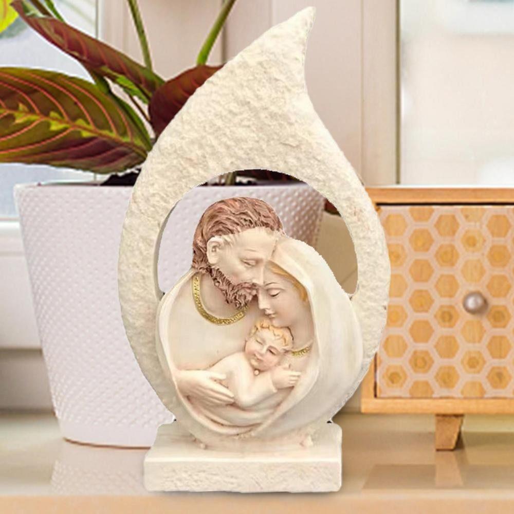 Exquisite Holy Family Figurine Painted Resin Nativity Ornaments Vivid Sacred Hearts Statue  Desktop