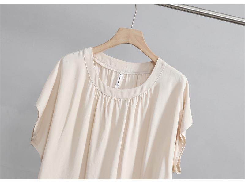 2025 Damen Sommer Schlankmachende Lockere Kurzarm Baumwollseide Bluse