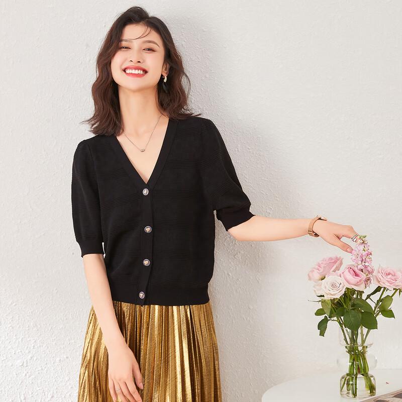 Women's Silk Blend V-neck Knit Top