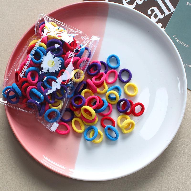 

100 шт./лот Эластичные резинки для волос для девочки, резинка, белая, черная, цветная, маленькие резинки для волос, повязка на голову, детские аксессуары