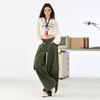 Army Green American Tooling Casual Pants Women's 1116 Autumn New High-waisted Loose and Thin Scimitar Wide-leg Pants