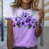 Damen Sommer T-Shirt Blumendruck Retro Mode Kurzarm T-Shirts Casual Printed Tops