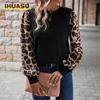 Damen Mode Lässige O-Ausschnitt Langarm Blusen & Hemden