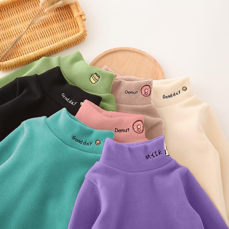 Winter Children's Bottoming Shirts Baby Boys Fleece Thickened T-shirts Kids Clothes Toddler Girls Turtleneck Pullovers Sweater
