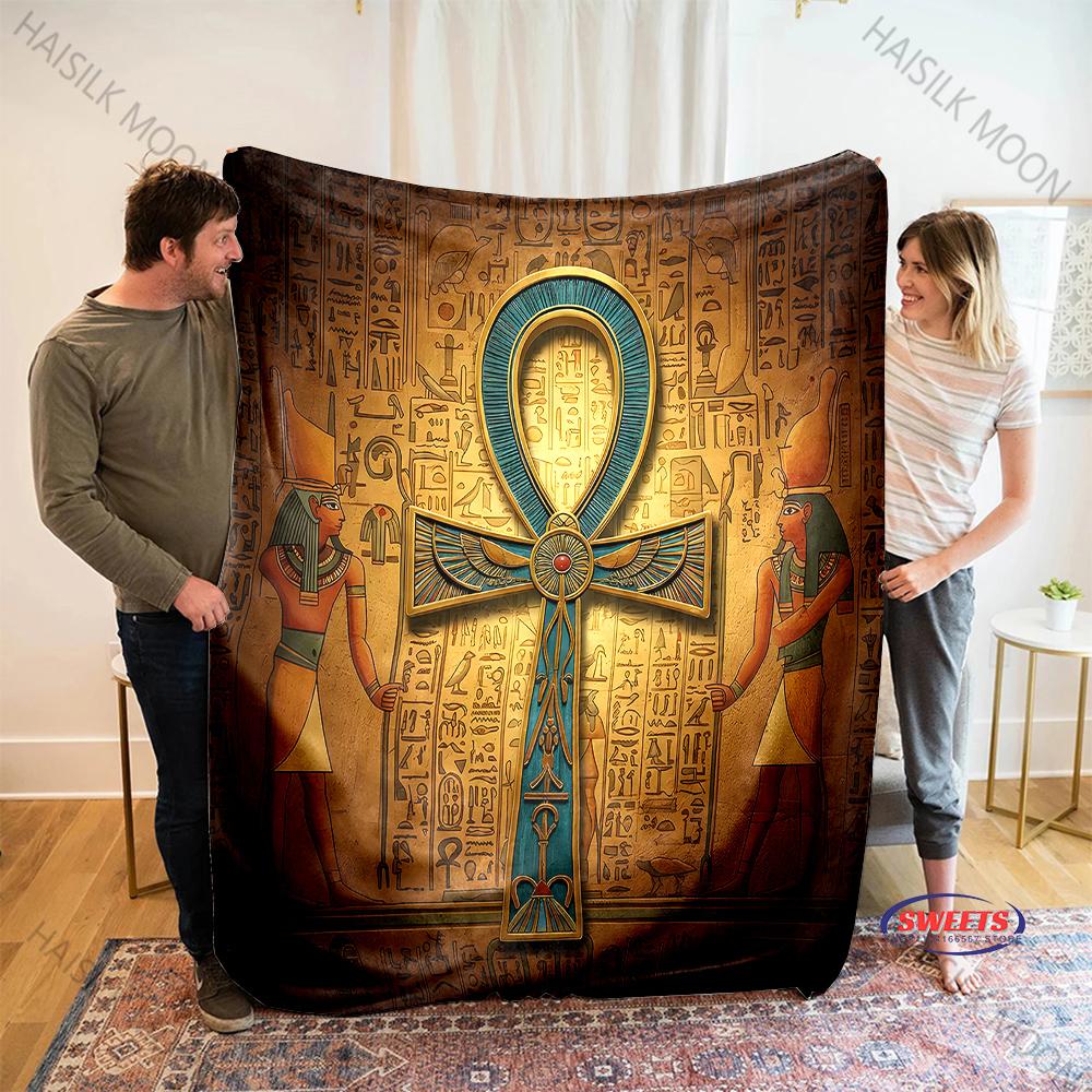 Mysterious Ancient Egyptian Culture Pattern Print Blanket Living Room Bedroom Sofa Nap Travel Blanket Gifts for Family Friends