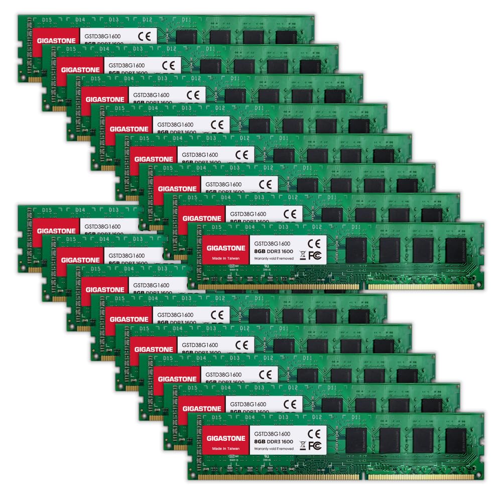 

GIGASTONE 8GBx16 1600MHz CL11 2Rx8 UDIMM 240 Pin Unbuffered Unbuffered Desktop Dedicated Memory Module Upgrade [Пам ять DDR3] (Комплект 128 ГБ) DDR3/DDR3L (1333 МГц)
