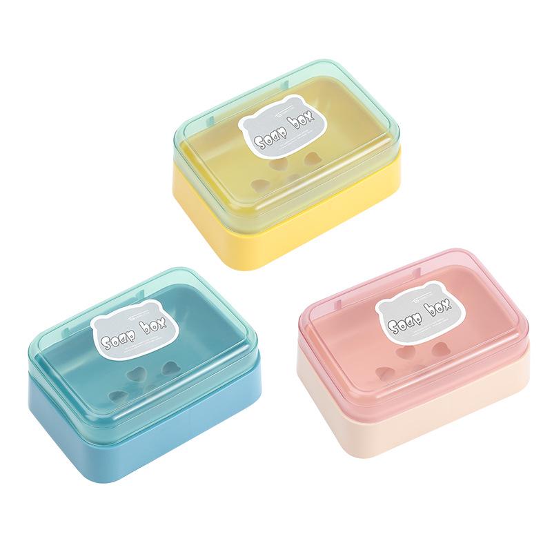 Compact Portable Soap Dish with Draining Flip Lid for Dorm and Home Bathrooms