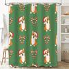 Green Christmas-themed Shower Curtains Featuring Cute Corgi Designs Festive Home Decor for Bathroom! (128 Characters)
