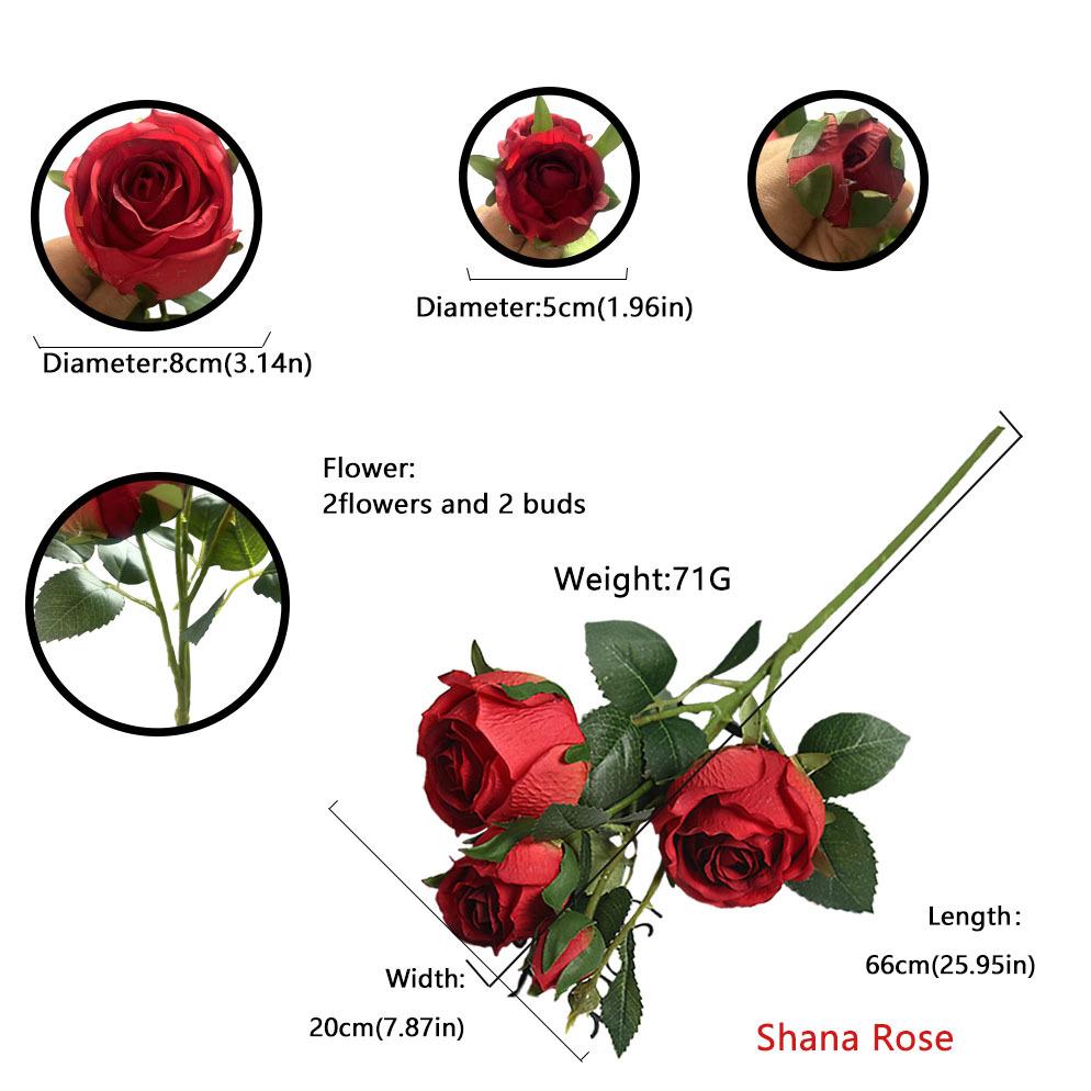 4 Head Simulated Roses Birthday Valentine's Day Wedding Home Fake Bouquet Silk Flower Decoration Floral Arrangement Flower Wall