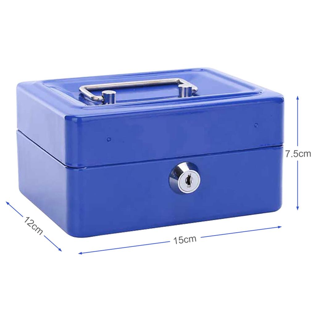 1Pc   Portable Iron Petty Lockable Cash Money   Safe Security Box Household (Black)