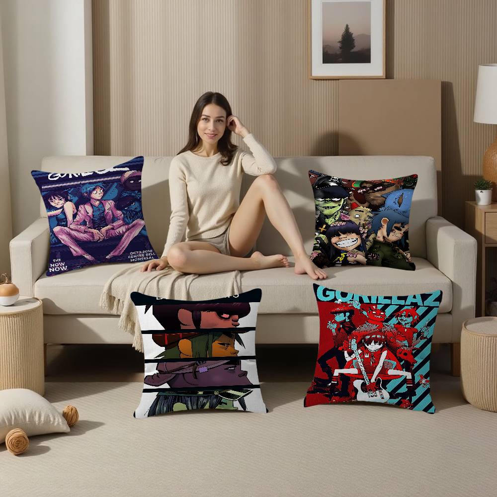 Retro Music Gorillaz Stitch Lucky Dragon Pillow Cover Sofa Cushion Cover Home Room Decoration Children Gift