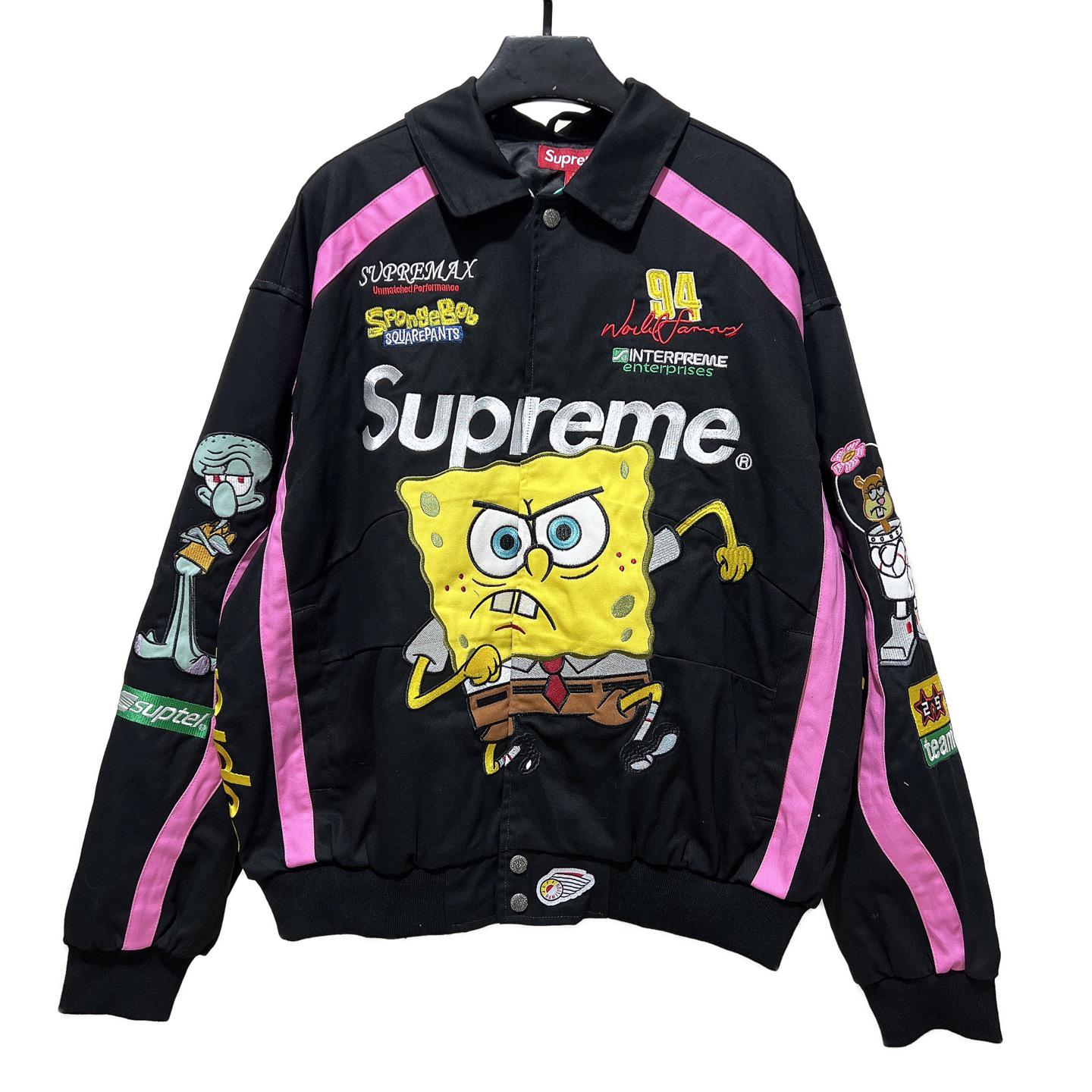 

Чоловіча куртка SpongeBob Вуличний стиль Колірний блок Хіп-хоп - Повсякденна вільна посадка 2XL