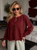Women Tie Front Knit Cardigan Long Sleeve Crew Neck Sweater Casual Autumn Winter Top Lace-up Sweet Elegant Sweaters Jackets