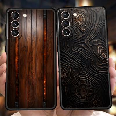 Phone Case for Samsung Galaxy S25/S24/S23/S22/S20/S21/FE/Ultra/S10/S10E/S9/Plus/5G Soft TPU Cover Vintage Wood Grain Pattern Bag