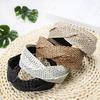 Handgeflochtenes Boho-Stirnband für Damen, Netz-Twist, breiter Haarclip, trendiges Sommer-Haarband, Schwarz, Weiß, Beige, Kaffee
