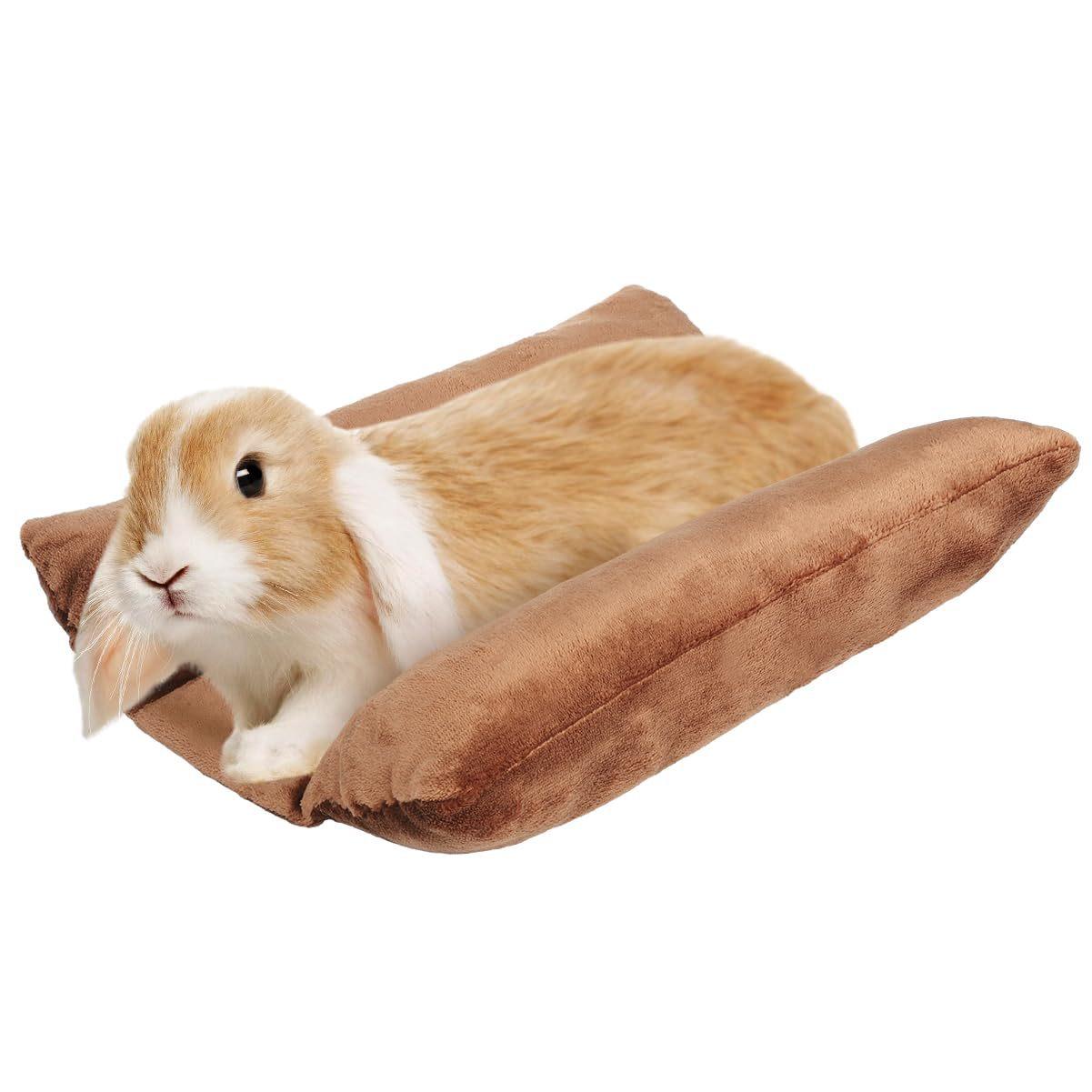 

Rabbit Bed Thickened Soft Bunny Concave Bed Cuddle Cushion Plush Mat with Cotton Lounger Pillows Small Pet Flop Mat for Sleeping 35.6x40cm коричневый