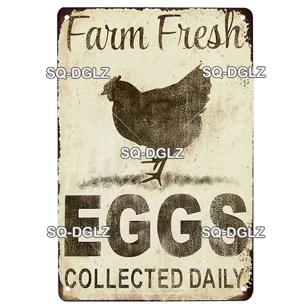 Chicken Zone Metal Sign Vintage Metal Plaque Plates Decor For Pub Bar Garden Wall Decor Tin Signs Fresh Eggs Poster