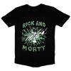 Rick & Morty Green Splat T-Shirt Black New