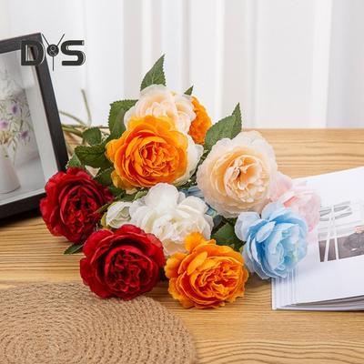 Lettstelt Fake Flower Grønne Blader Attraktiv bryllupsbukett kunstig peonblomst