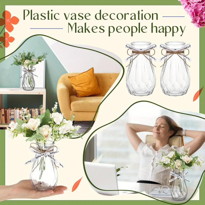 High Quality Diamond Style Plastic Vase, Transparent Vase, Suitable for Table Decoration, Wedding, Home, Table Decoration