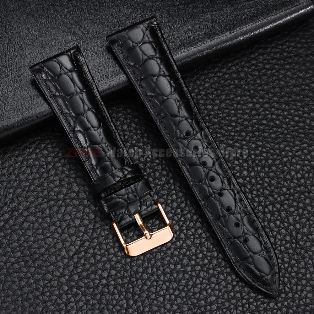 Crocodile Pattern Design Leather Watch Strap 18mm 19mm 20mm 21mm 22mm Soft Watchbands Business Wristwatch Band with Pin Buckle