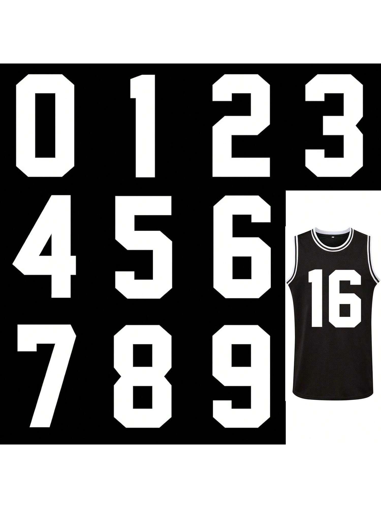 

Heat transfer numbers 0 to 9 jerseys, digital team uniforms, sports T-shirts, DIY craft clothing decoration (8 inches) 9 білий